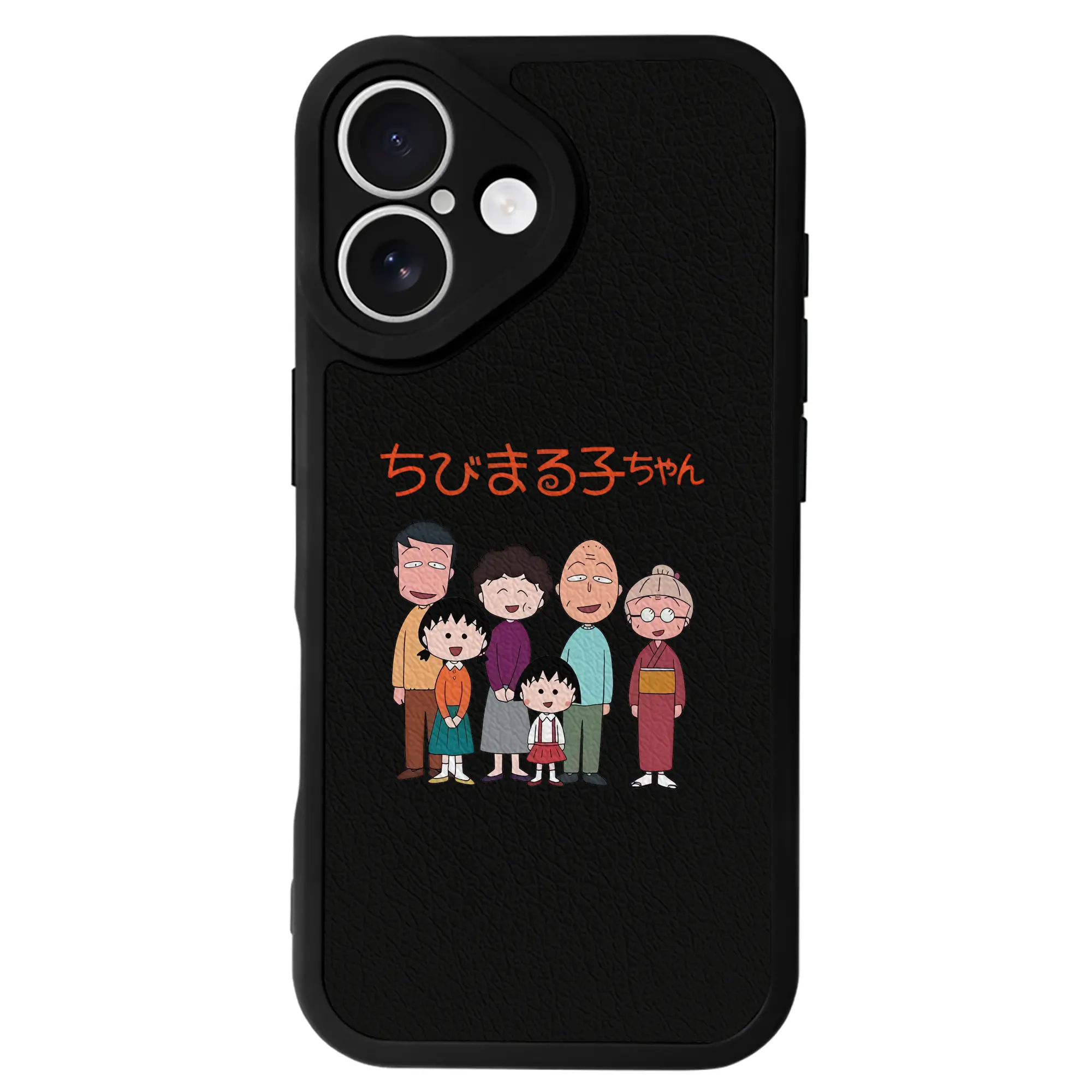 ちびまる子ちゃん グッズ さくら ももこ - IPhone 16シリーズ対応 ・ シリコンスマホケース ・ レザー調 ・ 高精度フィット ・ 耐衝撃 ・ ワイヤレス充電対応 ・ 精密カット